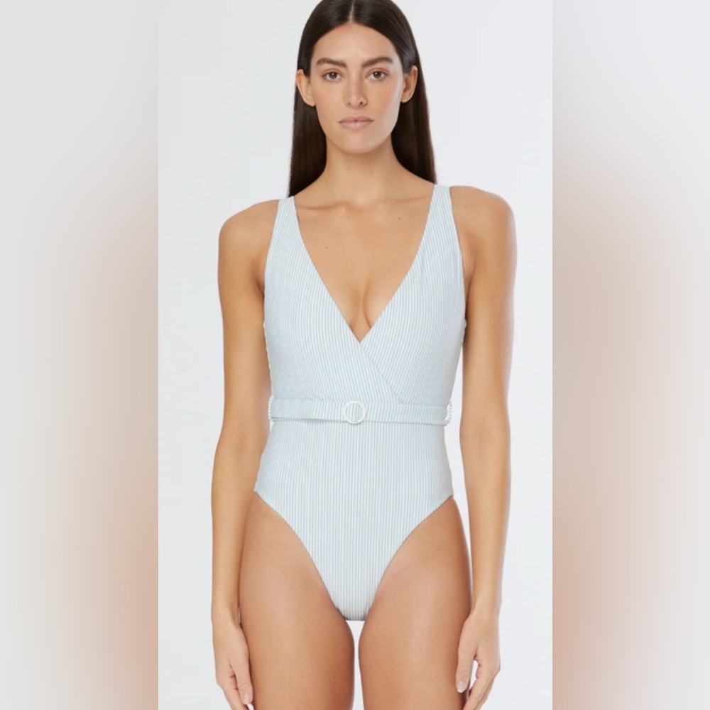 Blue and white striped women’s onepiece